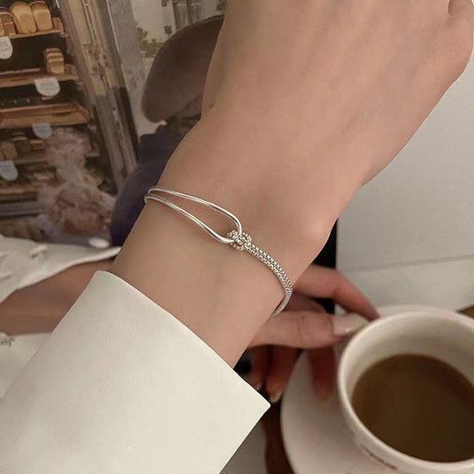 Simple High-grade Knotted Double-layer Half Bracelet For Women